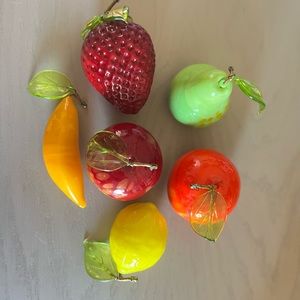 Set of (6) Vintage Murano Glass Small Fruit Collection